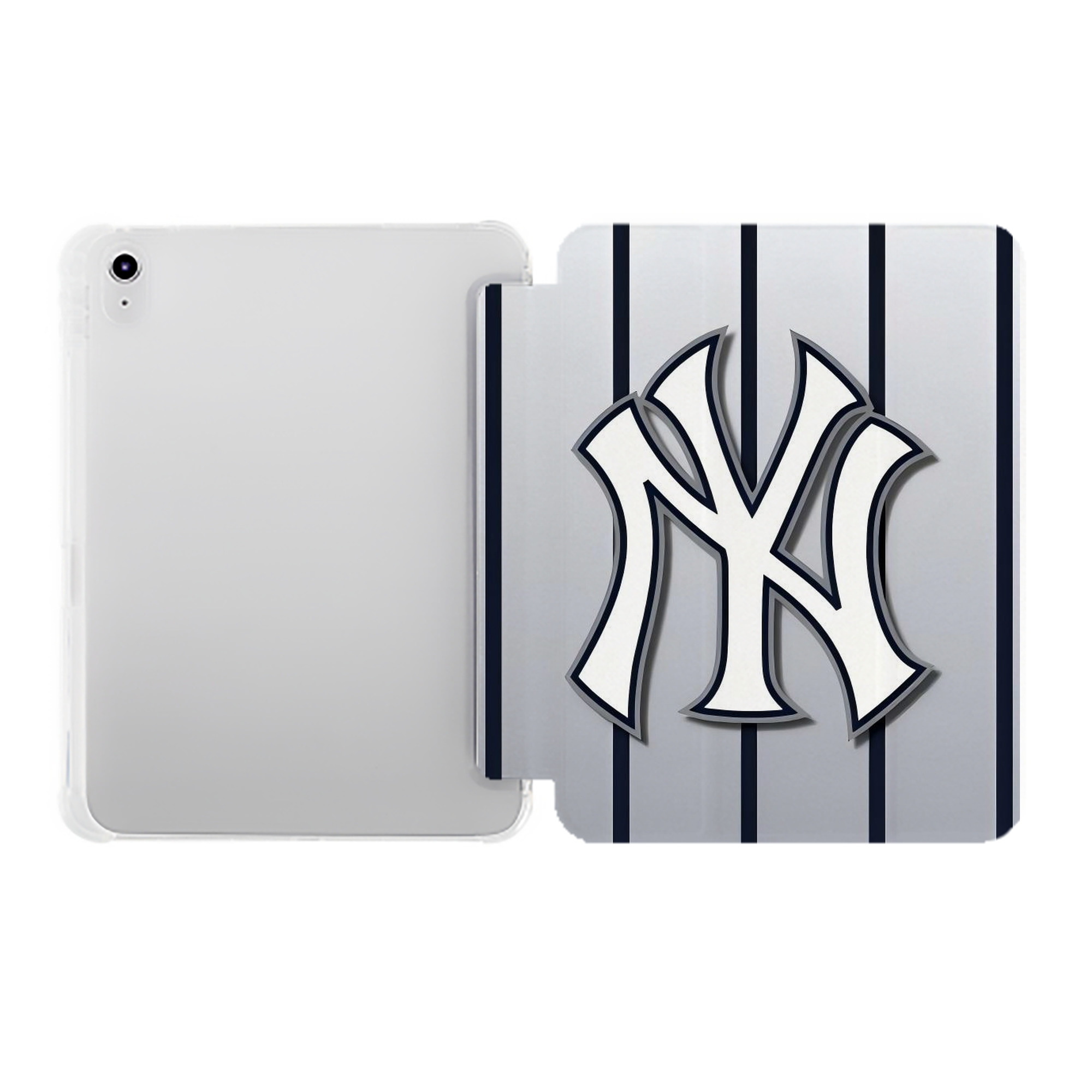 New York Yankees 118 Premium Tri-Fold PU Leather & Silicone IPad Case With Pencil Slot – Fits 9.5,10.5,10.9 – Adjustable Stand, Slim, Protective
